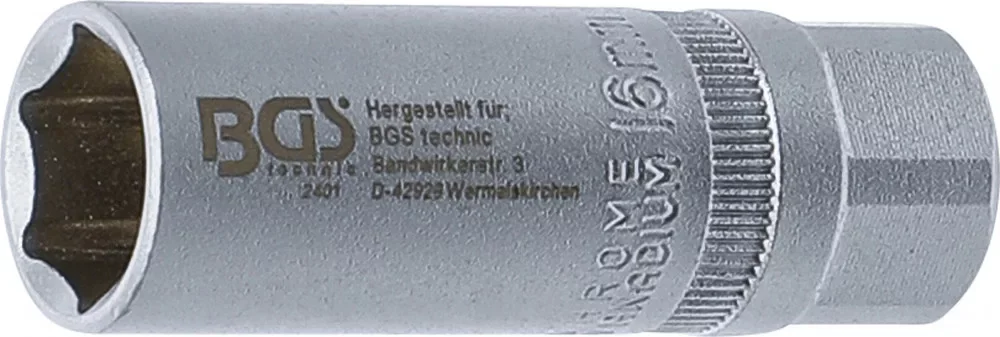 Ingyenes szállítás BGS technic Gyújtógyertya kulcs biztosító rugóval, 6 pontos, 16mm (BGS 2401)