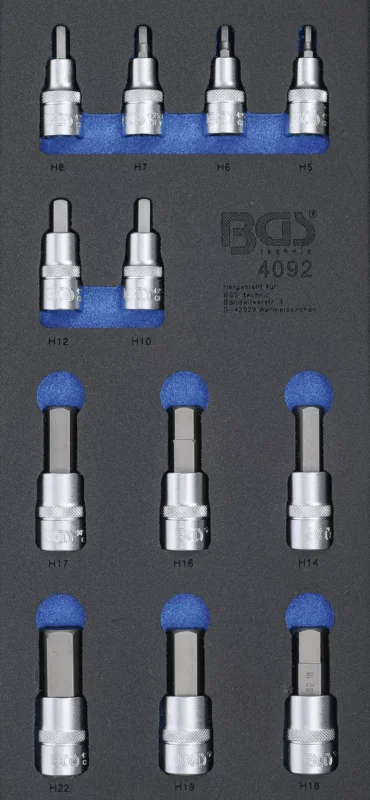 BGS technic 1/3 Szerszámtálca szerszámkocsihoz: 12 részes 1/2" Imbusz dugókulcs bit készlettel (BGS 4092) Nézd meg most