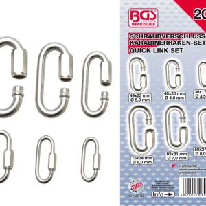 Végkiárusítás BGS technic Menetes karabiner készlet, 20 részes (BGS 8078)