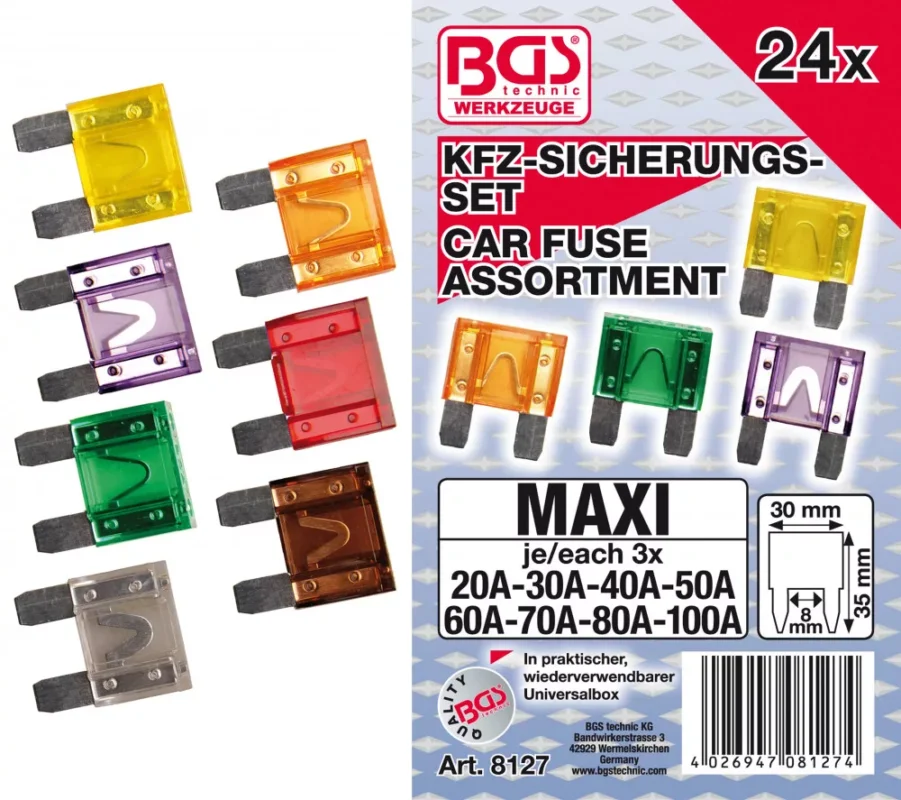 Kiárusítás BGS technic Személyautó késes biztosíték készlet 24 db-os (BGS 8127)