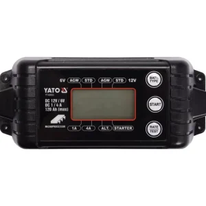 Yato akkumulátor töltő 6/12 V 1/4 A max. 120 Ah LCD kijelző Gyors kiszállítás