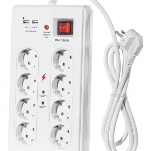 8-as földelt + 2 USB port elosztó főkapcsolóval, túlfeszültség- és túlterhelés elleni védelemmel Legjobb ár
