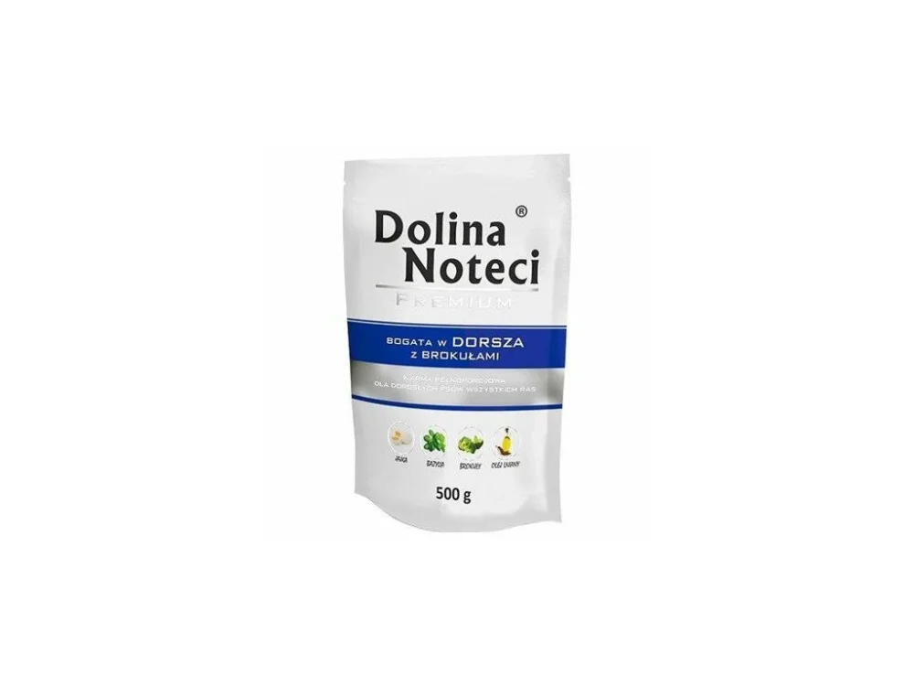 Szuper akció DOLINA NOTECI PREMIUM tőkehal brokkolis zacskóval kutyáknak 500 g