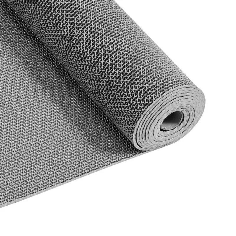 Vásárlói kedvenc vízelvezető szőnyeg, 90 x 500 cm, PVC csúszásmentes kereskedelmi padlószőnyeg, nedves területre vízelvezető fröccsenő szőnyeg üreges lábtörlő tekercs, kültéri beltéri étteremhez, úszómedencéhez, teraszhoz, fürdőszobához, mosdóhoz, szürke