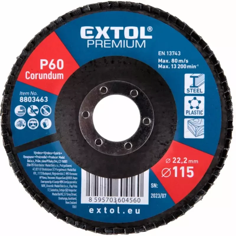 Extol Premium lamellás csiszoló P60, 115x22mm (8803463) Csak ma