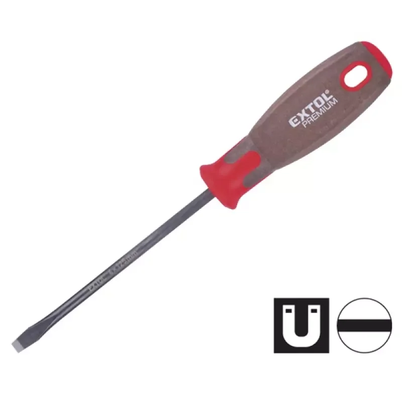 Újdonság Extol Premium csavarhúzó lapos, CV., mágneses, SUPERGRIP markolat; 3×75mm (8819263)