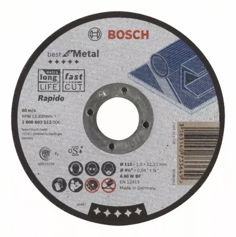 Bosch Best For metal darabolótárcsa egyenes, A 60 W BF 115 mm (2608603512) Nézd meg most