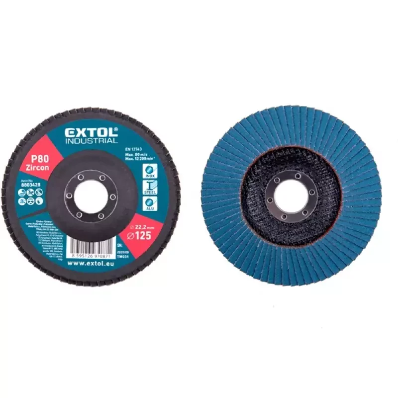 Extol Industrial lamellás csiszoló INOX, acél és ALUmunkadarabok csiszolására, 125×22mm; P40 (880342 Ingyenes szállítás