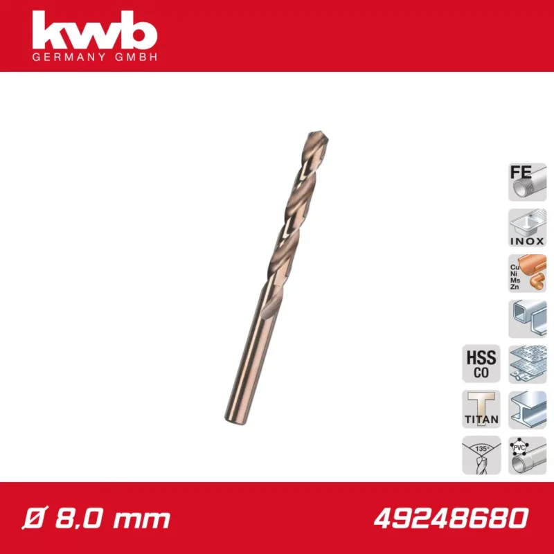 49248680 | Csigafúró8,0 mm HSS-E Co5 DIN 338 Profi 5% Cobalt - KWB Korlátozott ajánlat