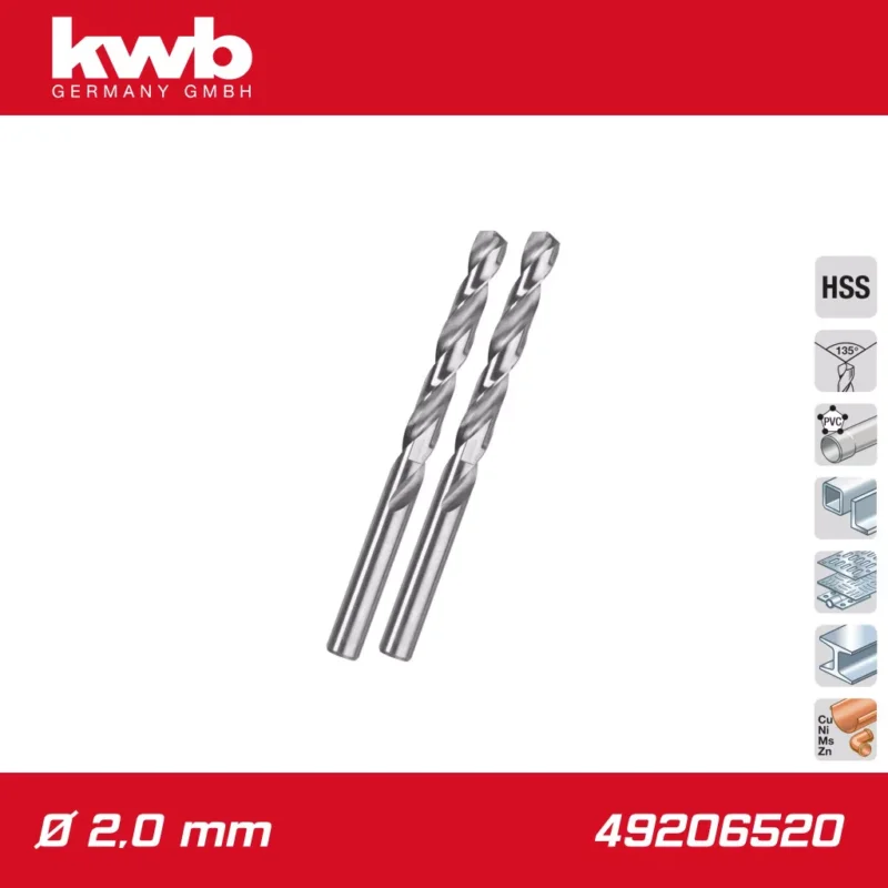49206520 | Csigafúró2,0 mm HSS-G DIN 338 Silver Star 2 db-os - KWB Végkiárusítás