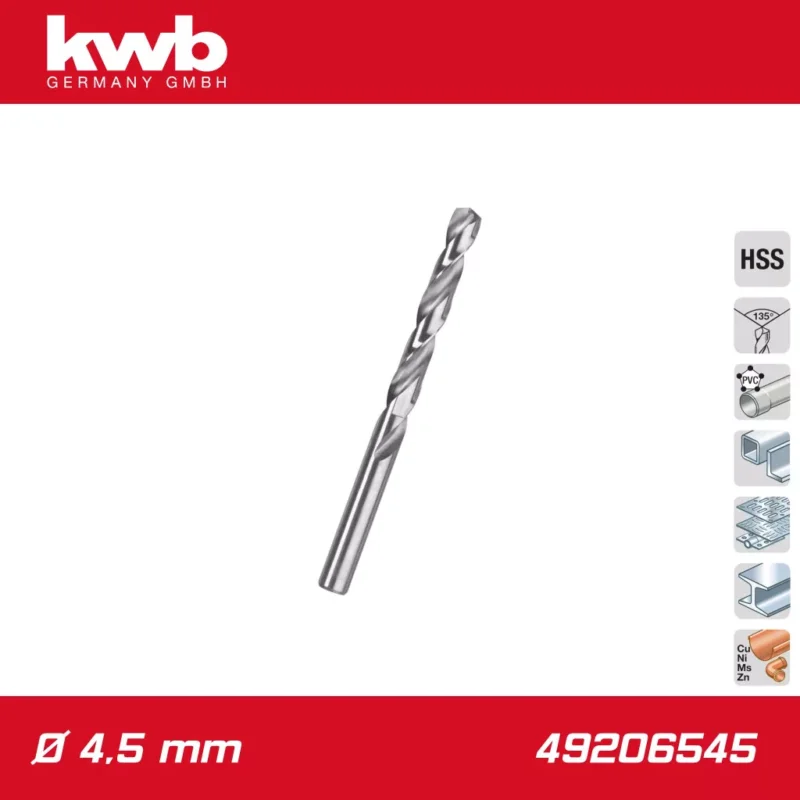 49206545 | Csigafúró4,5 mm HSS-G DIN 338 Silver Star - KWB Azonnal elérhető