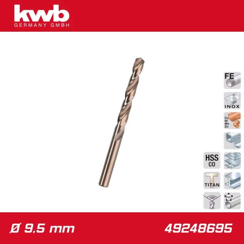 49248695 | Csigafúró9,5 mm HSS-E Co5 DIN 338 Profi 5% Cobalt - KWB Különleges ajánlat