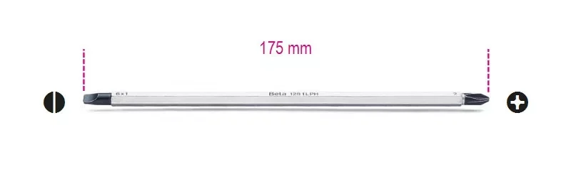 1281LPH/2 Cserélhető csavarhúzószár hasítottfejű és Phillips®-csavarokhoz - Beta - 012810322 Prémium
