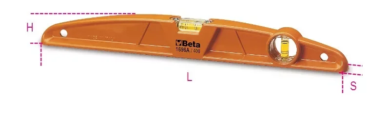 Ajánlat 1696A 400 Vízmérték présöntött alumíniumból, 1 mérőfelület, 2 törésbiztos libellával, pontosság: 1 mm/m - Beta - 016960104