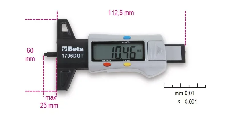 1706DGT Digitális gumiprofil-mélységmérő - Beta - 017060011 Korlátozott ajánlat