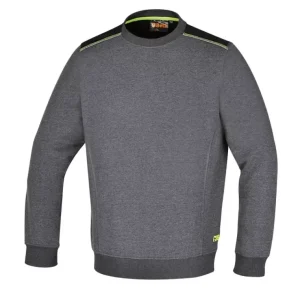 7642G/XL Kerek nyakú, hosszú ujjú felső, 240 g/m2,60% pamut, 40% poliészter,melange szürke – fekete betétekkel - Beta - 076420004 Újdonság
