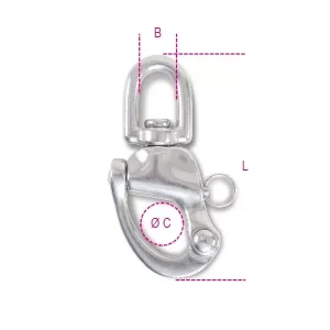8273 16 Karabiner horog gyorscsatlakozóval és szemes forgószem Nemesacél AISI 316 - Beta - 082730016 Népszerű