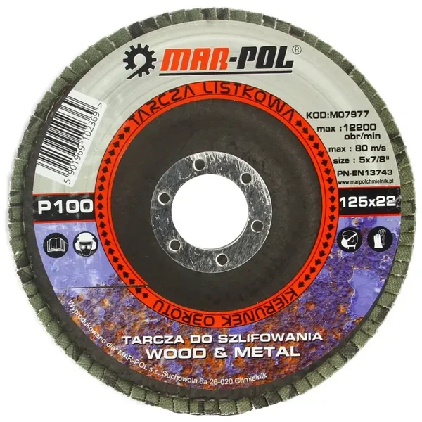 MAR-POL lamellás csiszolókorong 125x22,2 mm P100 M07977 Legkelendőbb