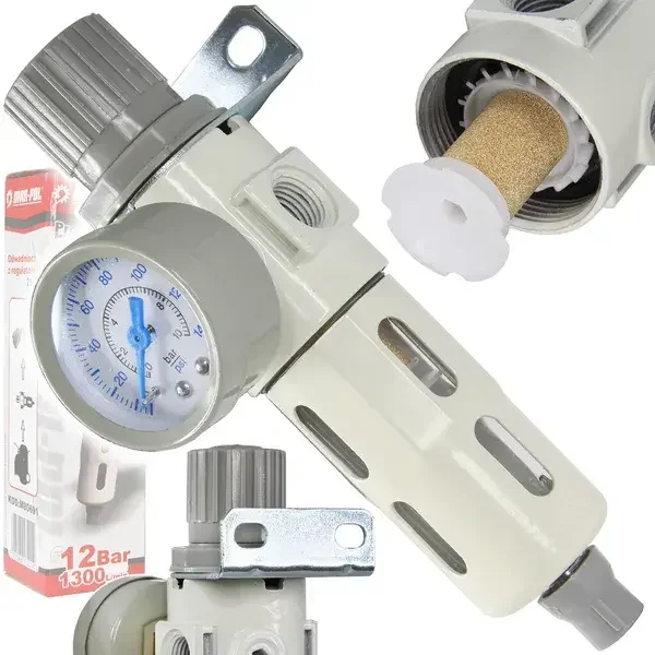 Csak ma 1/4” levegőszűrő vízleválasztó nyomásszabályzóval, 12 bar – M80691