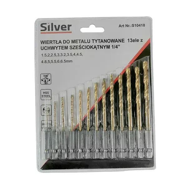 Elmax Fémfúró készlet HEX szárral – 13 db, 1,5–6,5 mm S10418 Szuper ajánlat
